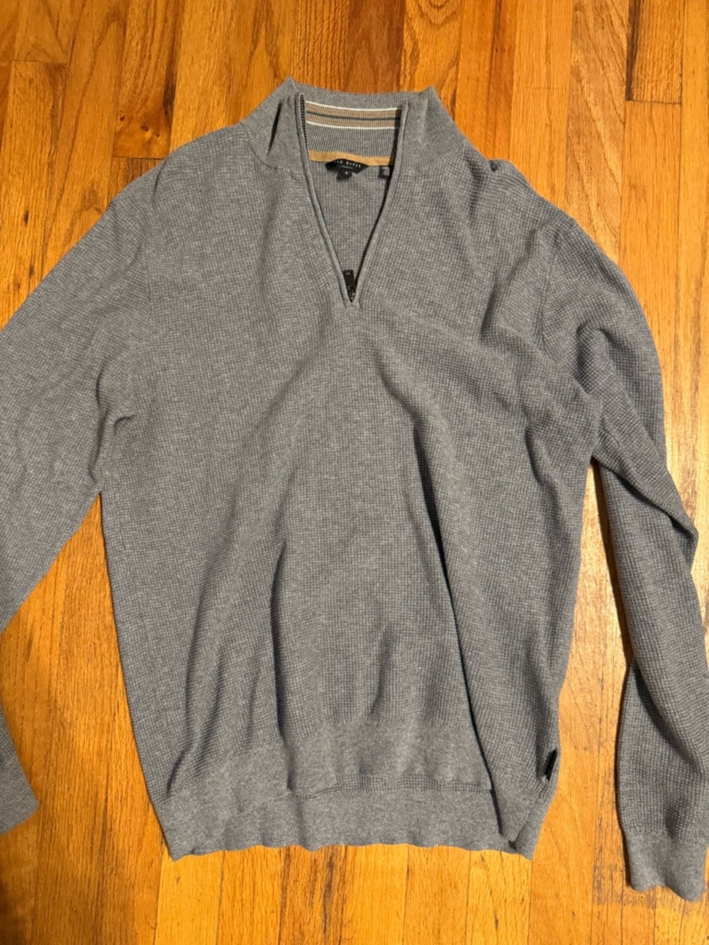 Ted Baker Men's Light Gray Zip-Front Knit Sweater